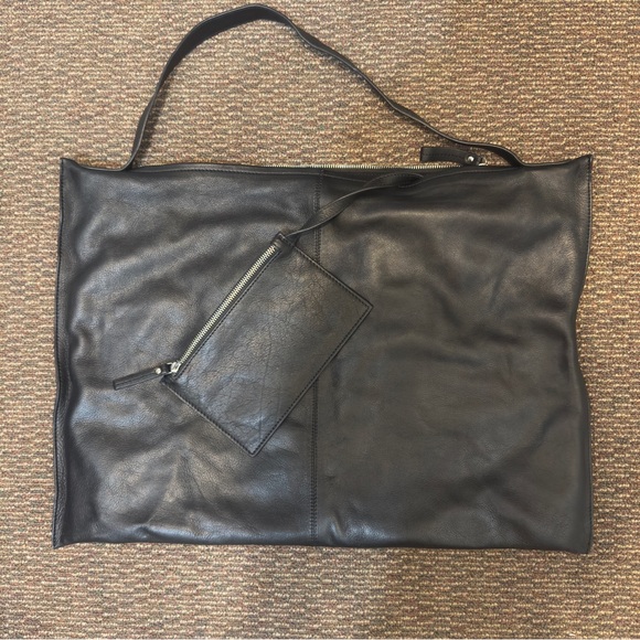 XL black 100% leather shoulder bag - Picture 4 of 4